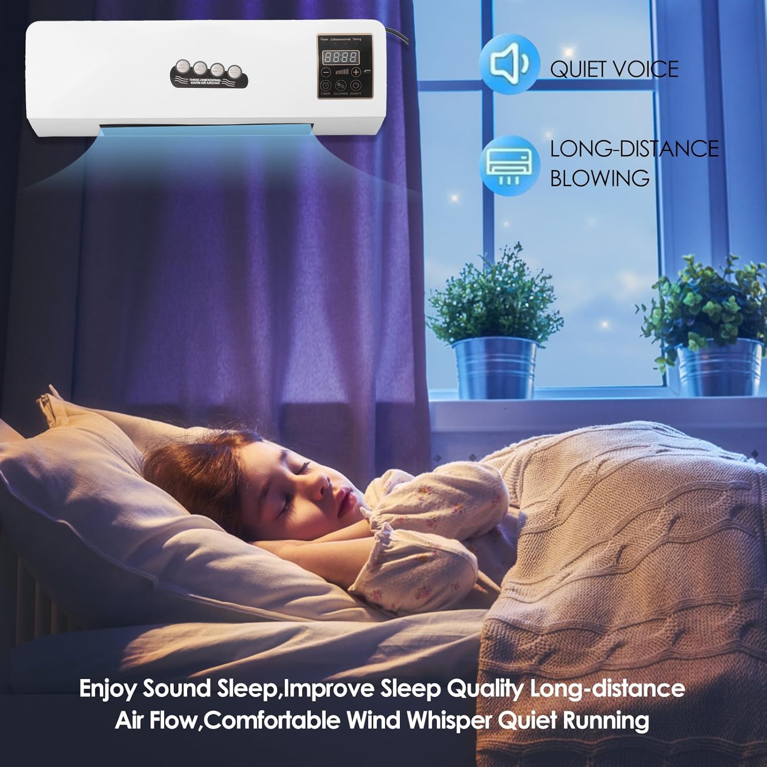 Wall Mounted Heating Machine, Mini Nature Fan and Heating Wall Mounted Fan, Low Noise Touch Control Small Air Cooler Heater Machine for Indoor Outdoor (Style 3)