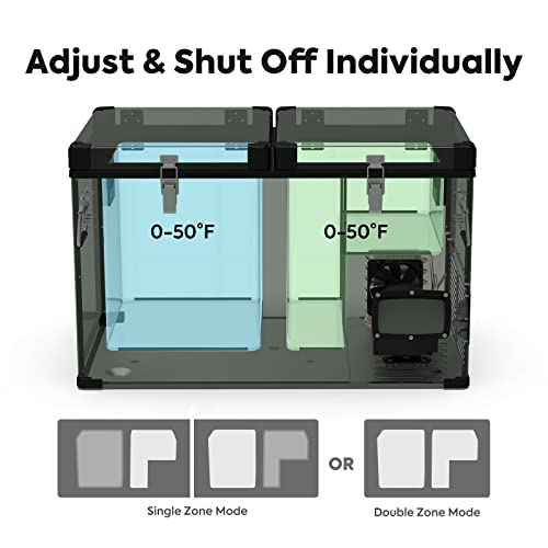 ICECO VL65 Quart Series Dual Zone Portable Refrigerator with SECOP Compressor, 65 Liters Deep Freezer, DC 12/24V, AC 110-240V, 0℉ to 50℉, Home & Car Use