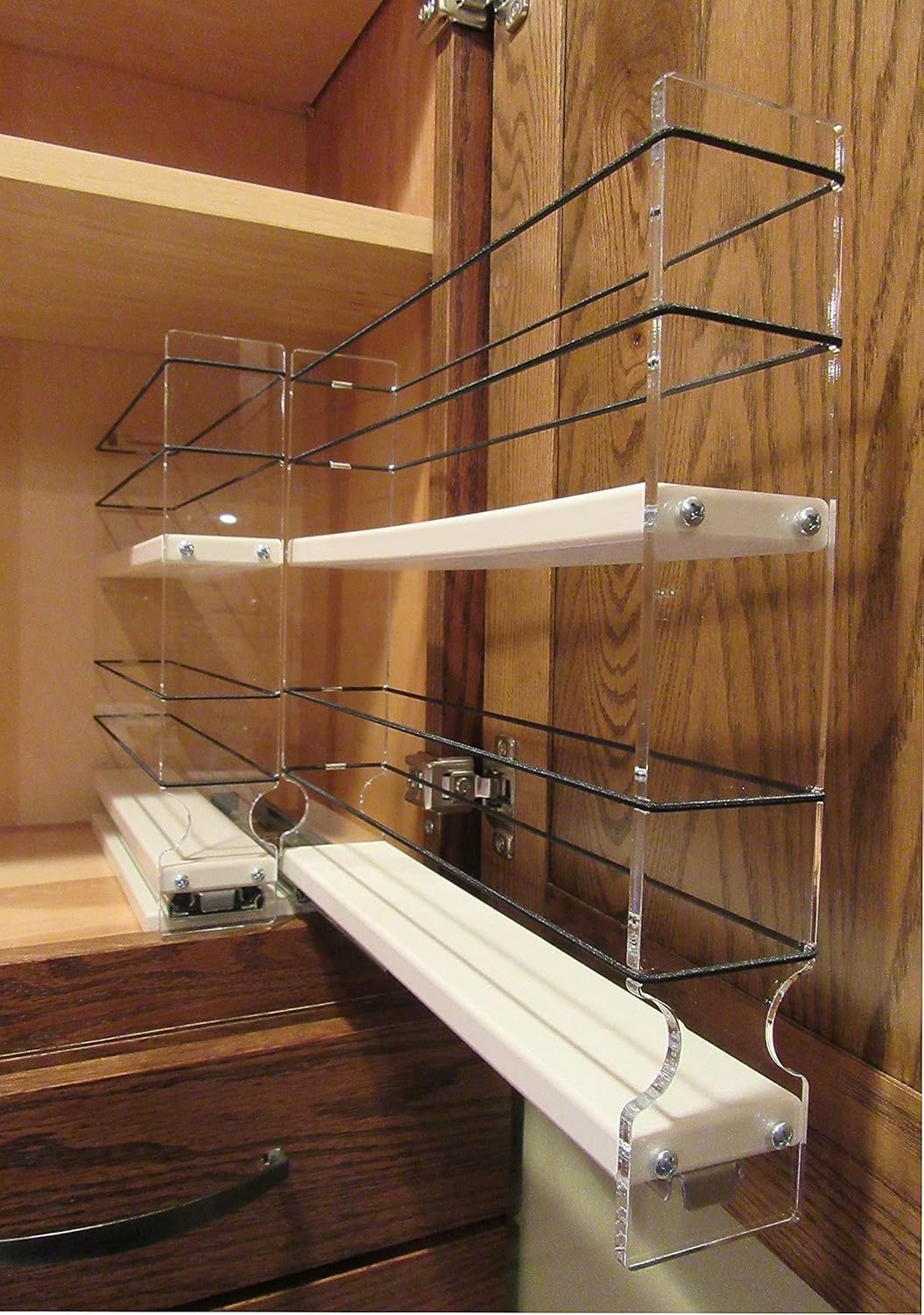 Vertical Spice - 22x2x11 DC - Spice Rack - Narrow Space w/2 Drawers each with 2 Shelves - 20 Spice Capacity - Easy to Install