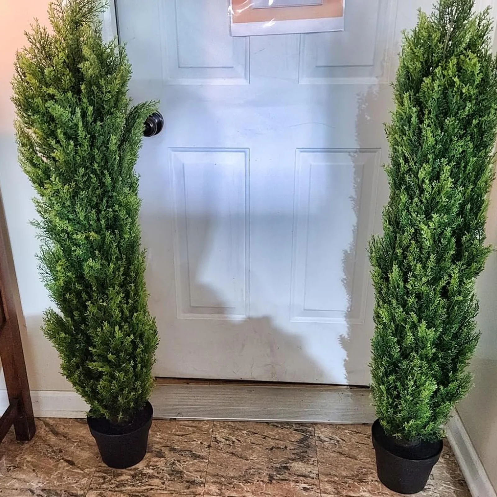 Poetree 2 Pack Artificial Tree 5 FT Artificial Cedar Topiary Trees for Outdoors Potted Fake Pine Trees Faux Evergreen Plants for Home Porch Decor