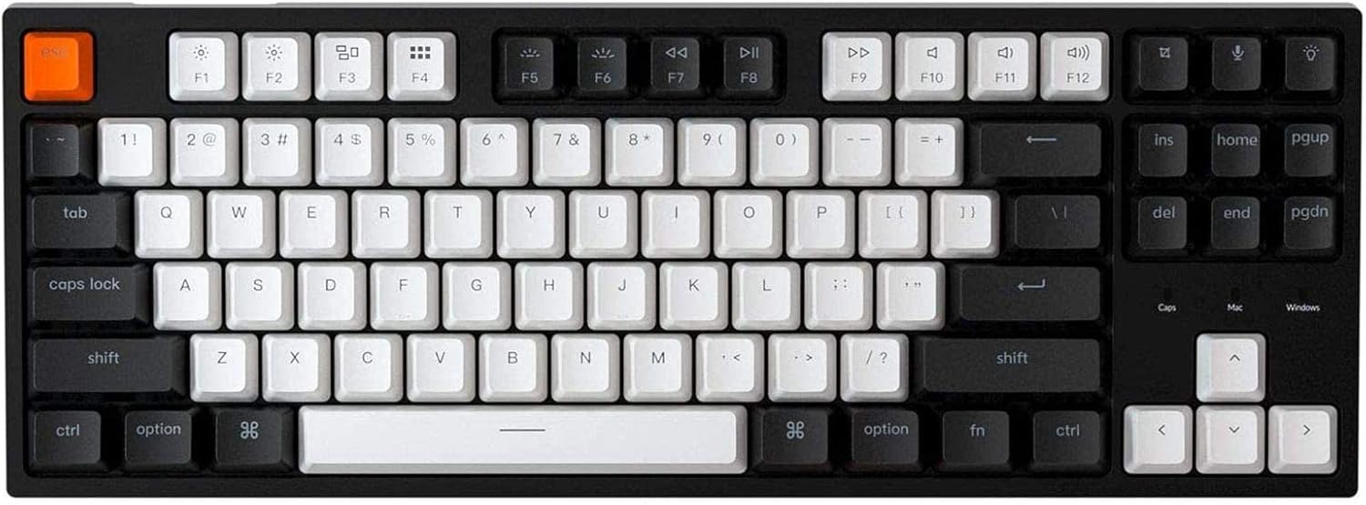 Keychron C1 Mac Layout Wired Mechanical Keyboard, Gateron G Pro Blue Switch, Tenkeyless 87 Keys ABS keycaps Computer Keyboard for Windows PC Laptop, White Backlight, USB-C Type-C Cable