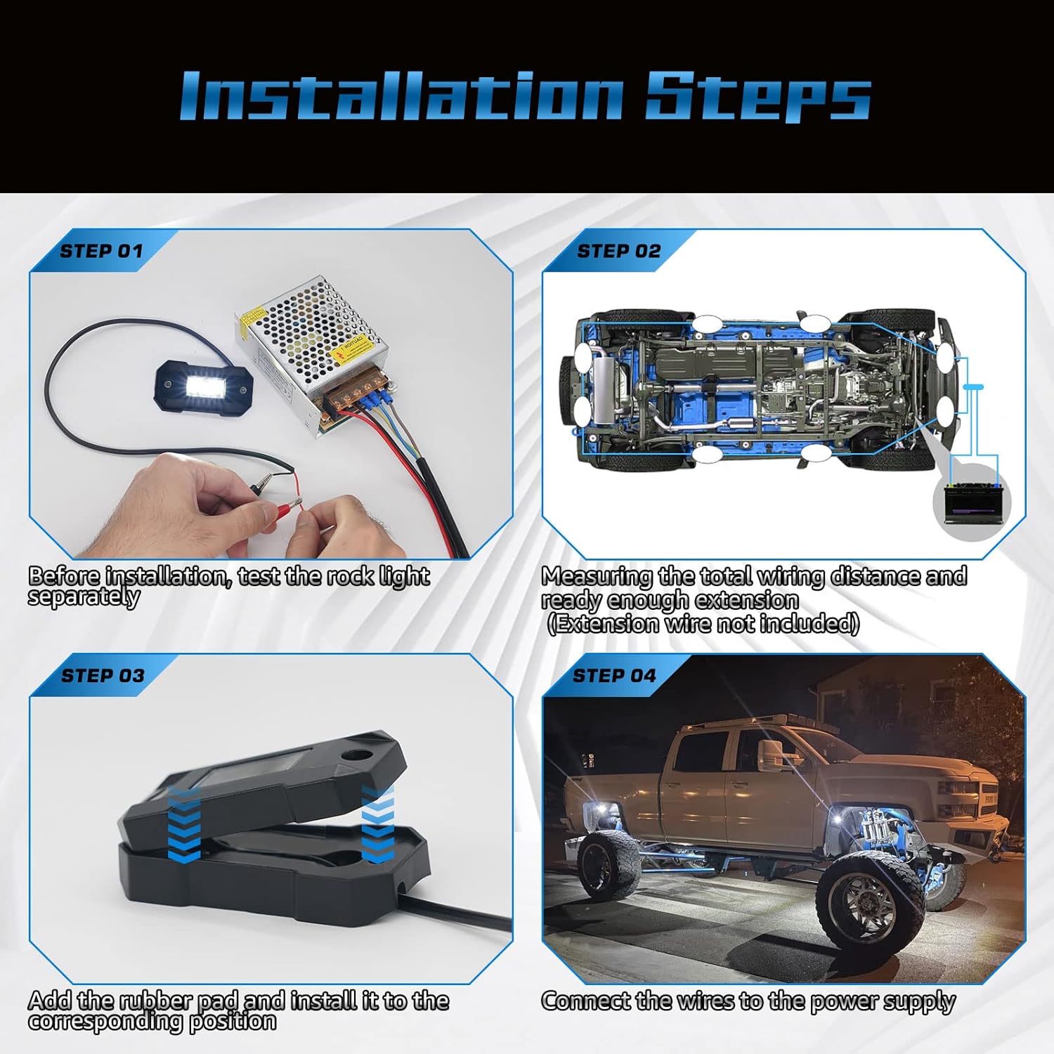 Gottow LED Rock Lights White 30 pods for Car Truck SUV Offroad Boat Trail Rig Lamp Super Bright Pure White Waterproof LED Underglow Light for ATV UTV