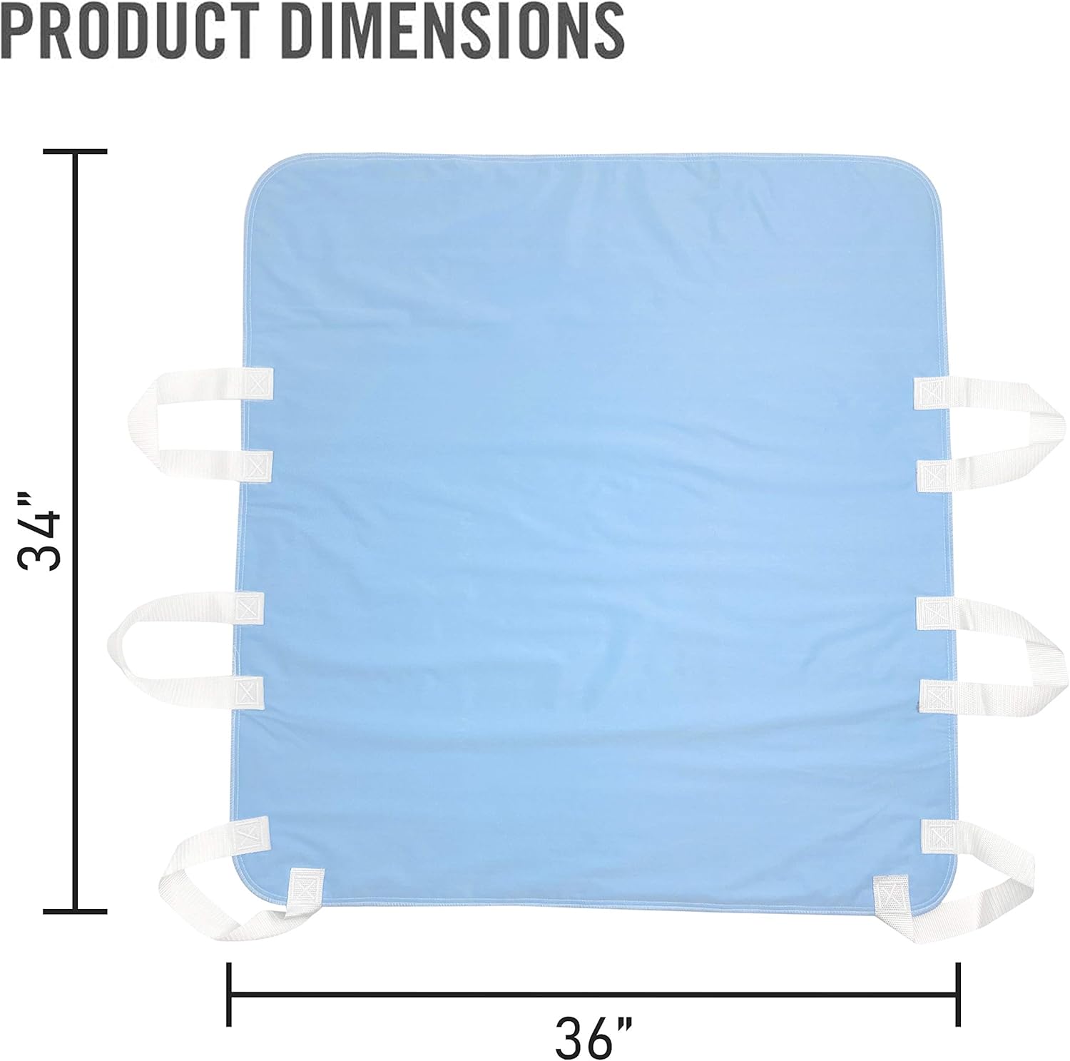 Atcha Ba Waterproof Positioning Bed Pad with 6 Handles, Reusable Incontinence Underpad, Washable Hospital and Home Care Sliding Sheet, 34&rdquo; x 36&rdquo; (2-Pack Blue)