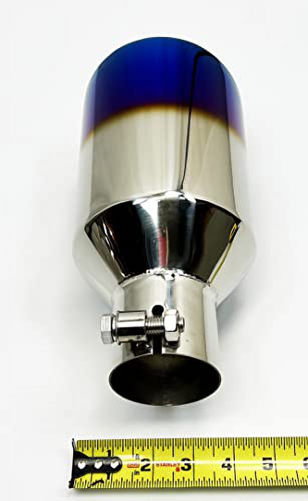 Exhaust Tip 5.00" Dia OD X 10.00" Long 2.50" inlet Slant Double Wall Stainless Blue Flame Wesdon Exhaust Tip