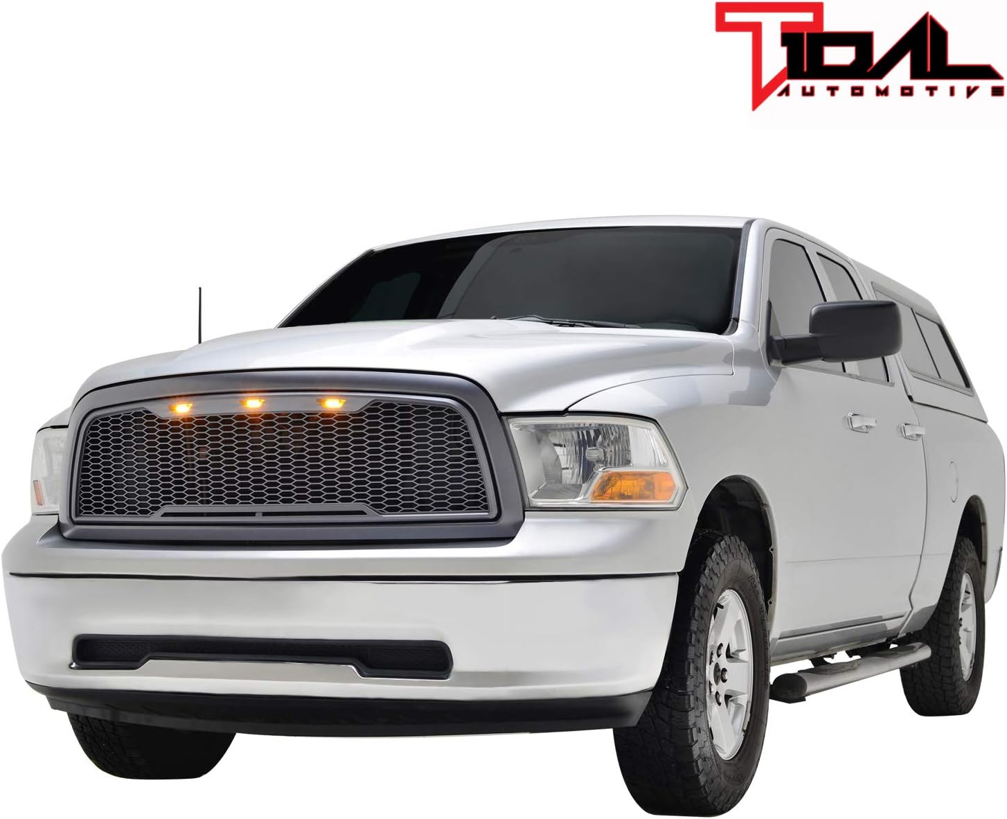 Tidal ABS Upper Grille Front LED Grille - Charcoal Gray - With Amber LED Lights Replacement Grille Fit for 09-12 Ram 1500