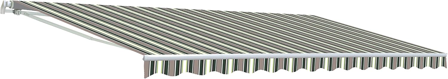 ALEKO Retractable 13x10 Feet Manual White Frame Patio Awning - 100% Polyester Canopy, Cover, Sun Shade, Shelter for Yard, Deck, Balcony - UV Protection &ndash; Black - AW13X10BK81