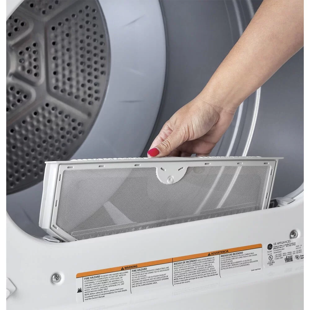 GE GTX22EASKWW 6.2 Cu. Ft. Capacity Aluminized Alloy Drum Electric Dryer