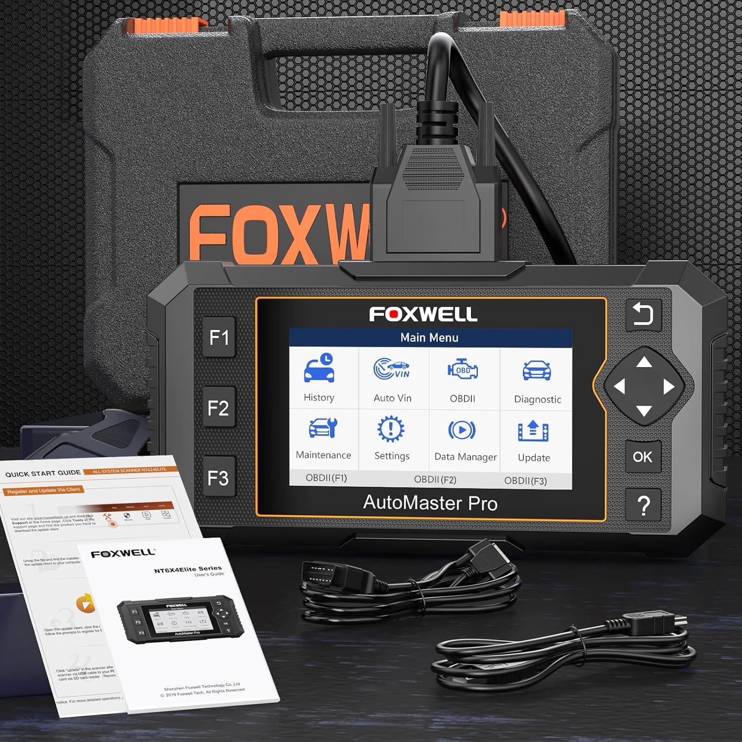 2024 Newest FOXWELL NT614 Elite OBD2 Scanner with 5 Resets ABS Bleeding/SAS Calibration/Oil/EPB/Throttle, Upgrade of NT604 Code Reader Scan Tools, ABS SRS Engine Transmission Battery Test Car Scanner