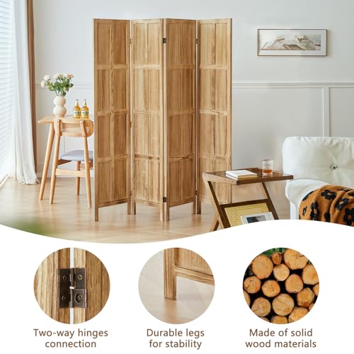 6 Panel Room Divider, 5.6Ft Wood Room Divider and Folding Privacy Screens, Room Divider Wall Freestanding Room Partitions, Room Dividers Screen for Home Office Restaurant Bedroom, Dark Brown