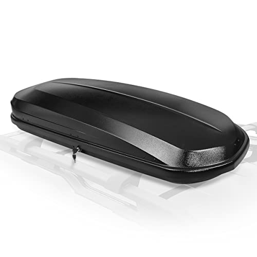 Auto Dynasty Hard Shell Roof Top Mount Car Storage Travel Luggage Box Cargo Carrier, 53 (L) x 34 (W) x 15 (H) Inches, Capacity 110 Pounds, 11 Cubic Feet (Tool-Free Install), Glossy Black Finish