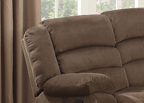 AC Pacific Bill Modern Upholstered Living Room Manual Padded Pillow Top Armrests Seat, Reclining Sofa, Walnut