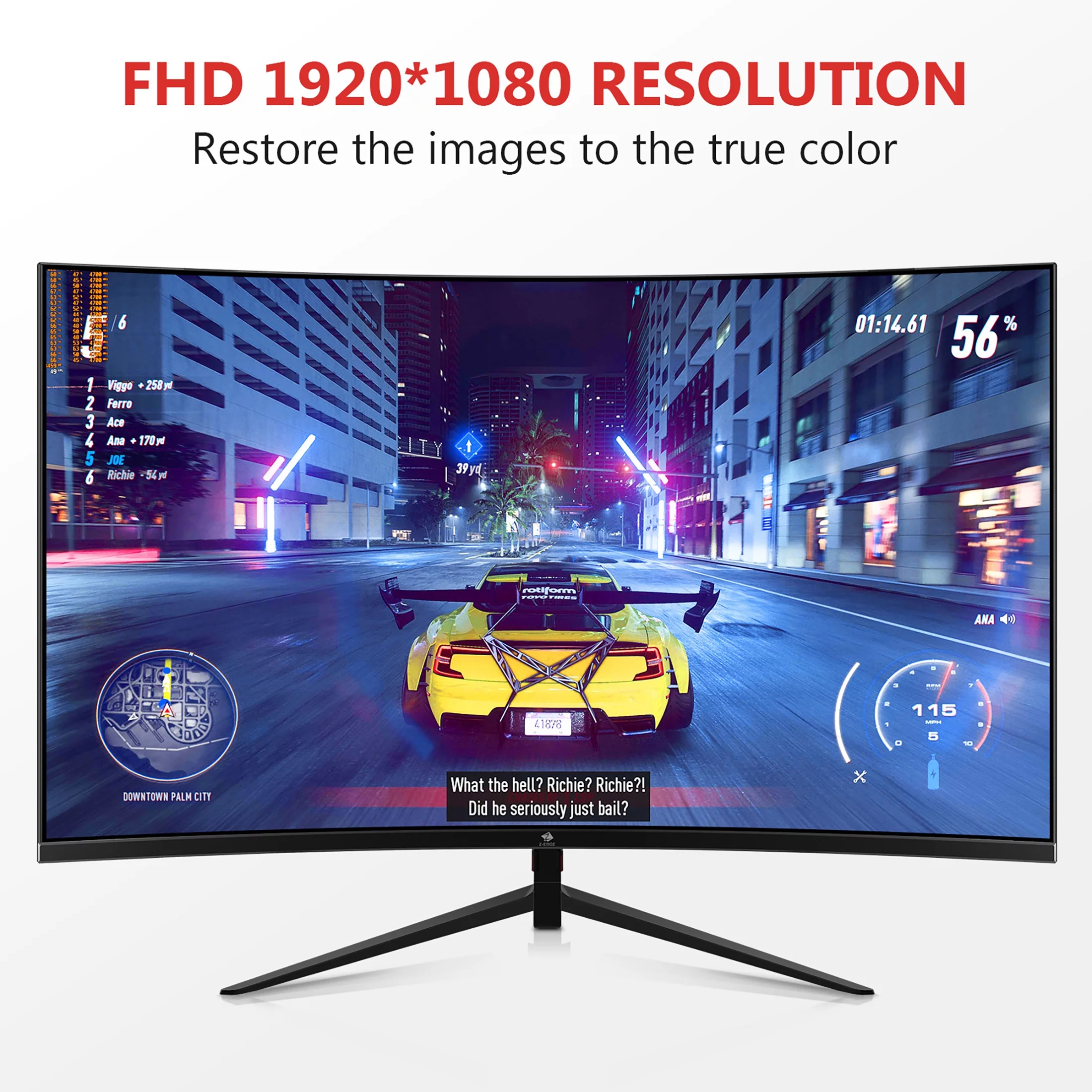 Z-EDGE UG27P 27-Inch Curved Gaming Monitor 240Hz 1ms Full HD 1920x1080 LED Monitor HDMI DP Port