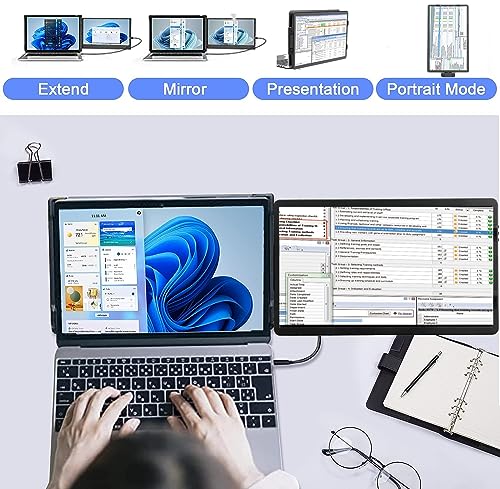 14inch Laptop Screen Extender - 360° Rotatable Attachable Portable Monitor for Laptop TFT USB Laptop Dual Screen, Plug and Play for Mac, PC, & Chrome