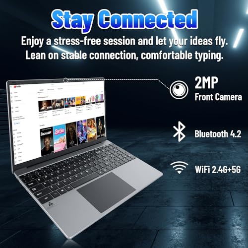 Laptop, 15.6" Laptop Computer, 16GB DDR4 512GB SSD, Windows 11 Laptop, 1080P Full HD Display, Quad-Core Intel Celeron N5095 Processors, 38000mWh Battery Life, 2.4G/5G WiFi, Mini-HDMI