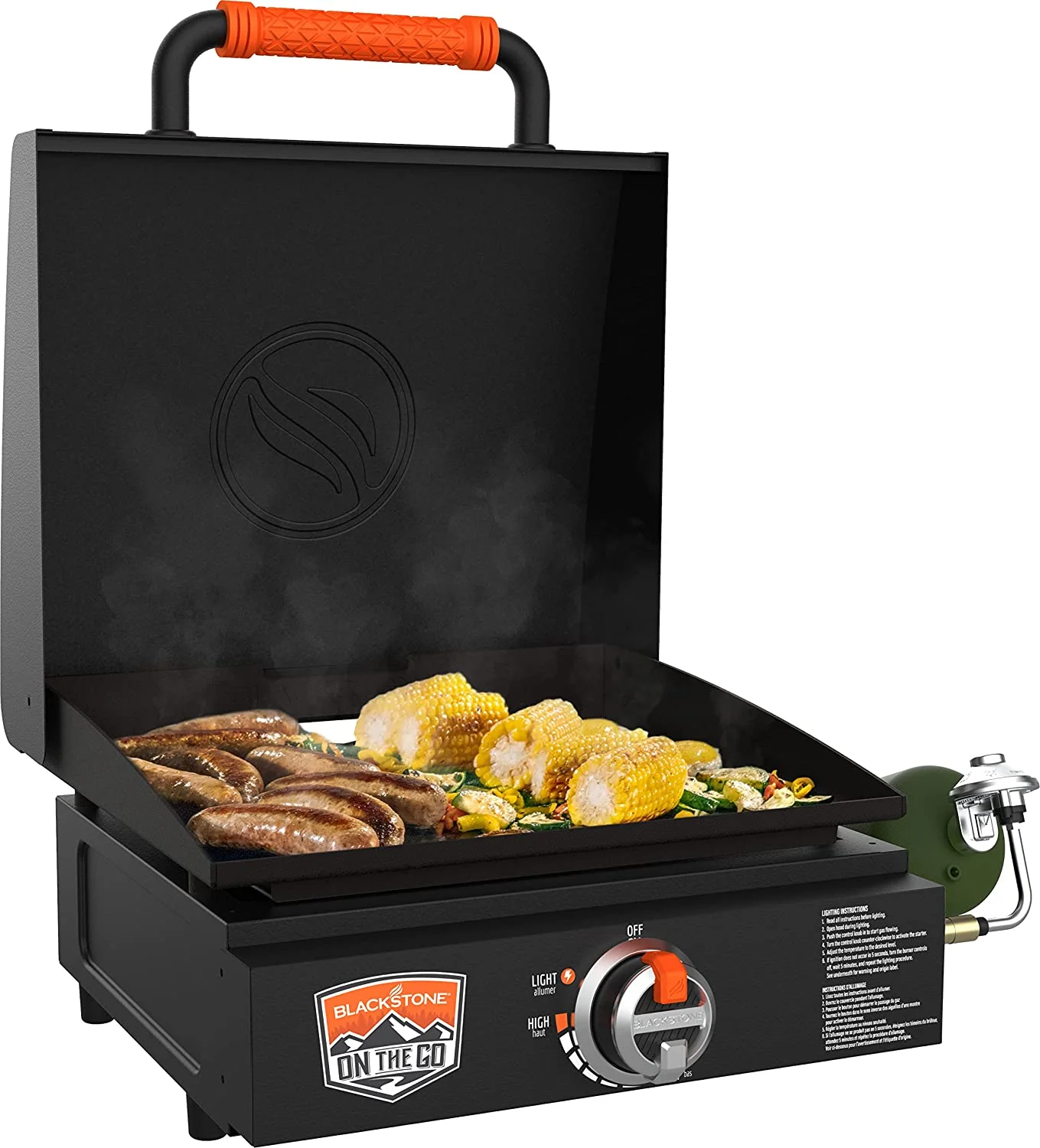 17 Inch Blackstone Griddle with Lid, Nonstick Tabletop Gas Griddle Outdoor with Seasoning & Conditioner and Wholesalehome Cloth Included