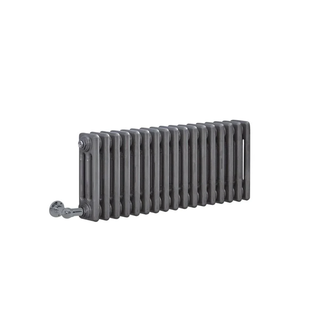 Regent Electric - Raw Metal Lacquered Horizontal 3-Column Traditional Cast-Iron Style Radiator - 11.75x22 x 31.125x22