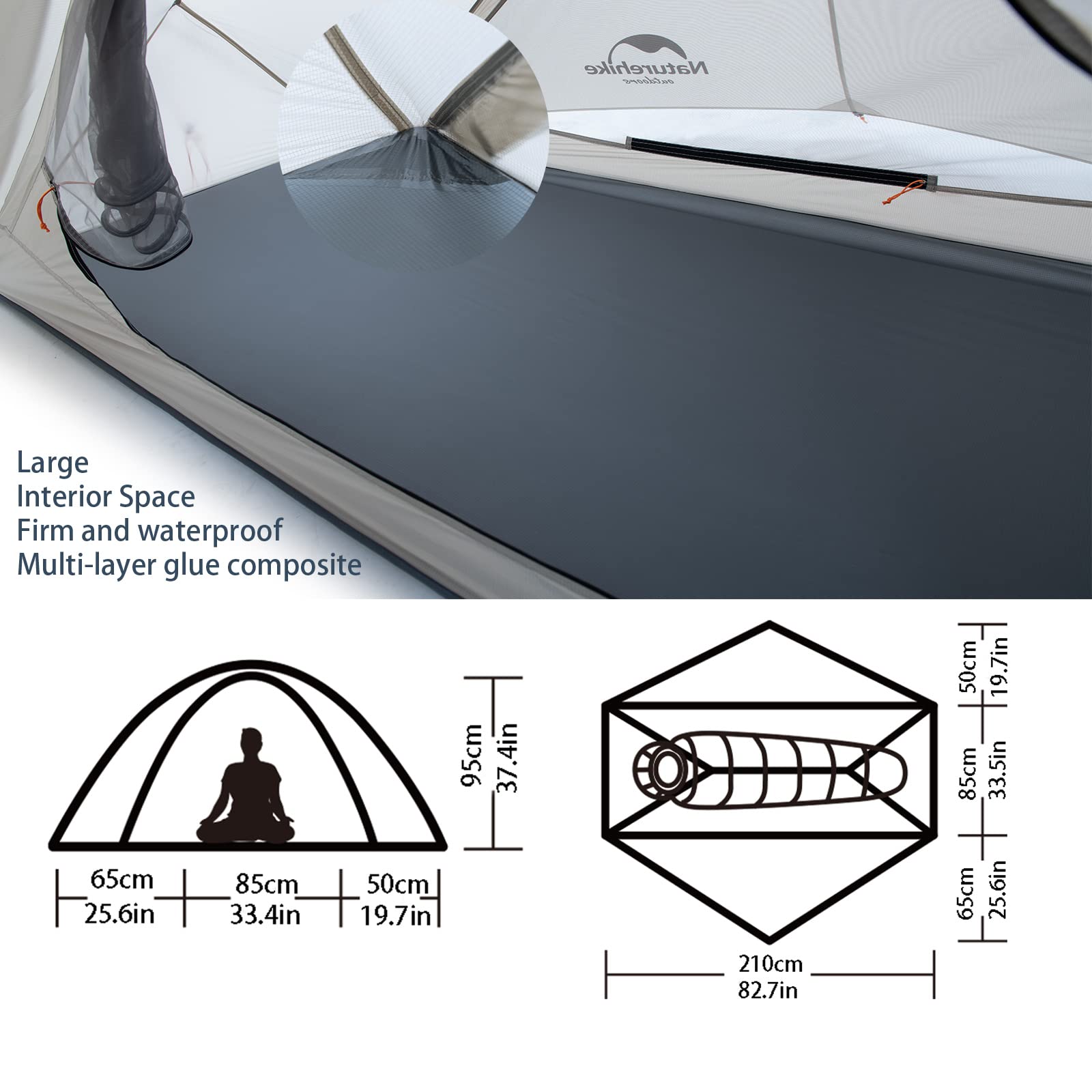 Naturehike VIK 1/2 Person Ultralight 3 Season Backpacking Tents with Footprint - 15D Lightest Portable Tent for Camping Hiking with Carry Bag
