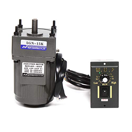 Variable Speed Geared Motor, 110V AC Gear Reduction Motor Adjustable Single-Phase High Torque Electric Gear Motor with Speed Controller 0-45RPM 120W 30K(Reduction Ratio 1:30)
