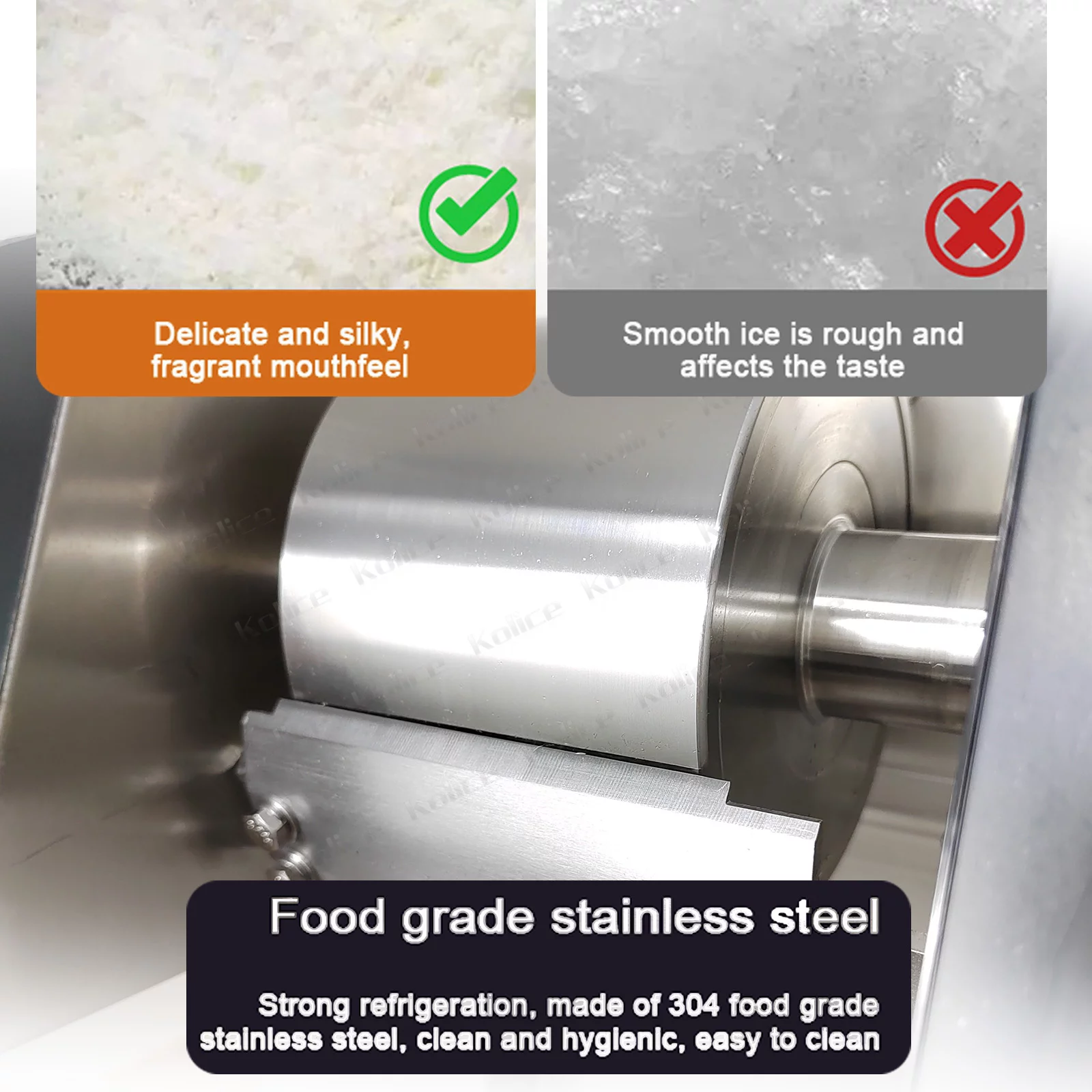 Kolice Commercial Automatic Snowflake Ice Maker, Shaved Ice Machine, Ice Crusher Shaver -200kgs/Day, Air Cooling,Refrigerated by Compressor