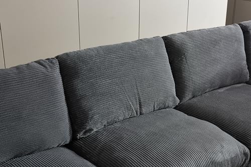 131" Oversized Modular 6 Seaters Cloud Sectional Sofa W/Reversible Chaises, Modern TV Couch L/U Shaped Free Combined Deep Seat Corner Sofa&Couch with Movable Ottoman Coffee Table for Living Room