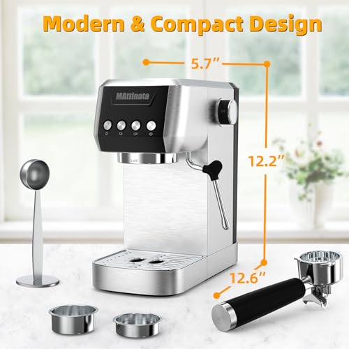 Cappuccino Machine, Latte Machine with Automatic Milk Frother, 20 Bar Espresso Machine for Home Gifts, Espresso Maker with Touchscreen, Stainless Steel Style