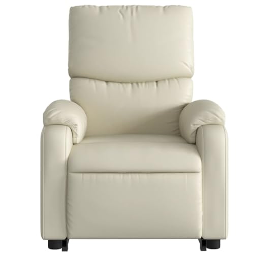 Electric Massaging Chairs Stand up Massage Recliner Chair Cream Faux Leather,Power Lift Massage Recliner with Manual Reclining Function for Elderly Furniture for Living Room
