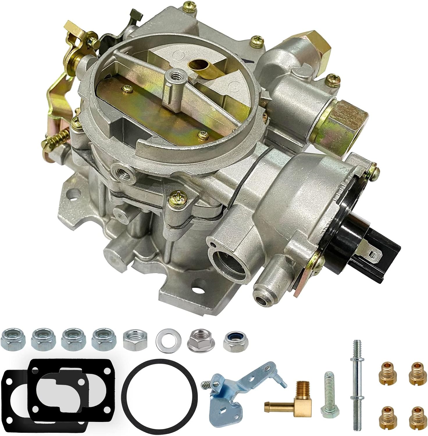 NENKUTEN Marine Carburetor 2 Barrel Carb for Mercruiser 3.0L/2.5L 4 CYL Engines Electric Choke with Jets Long Linkage and Gaskets nut Replace 3310-864940A01