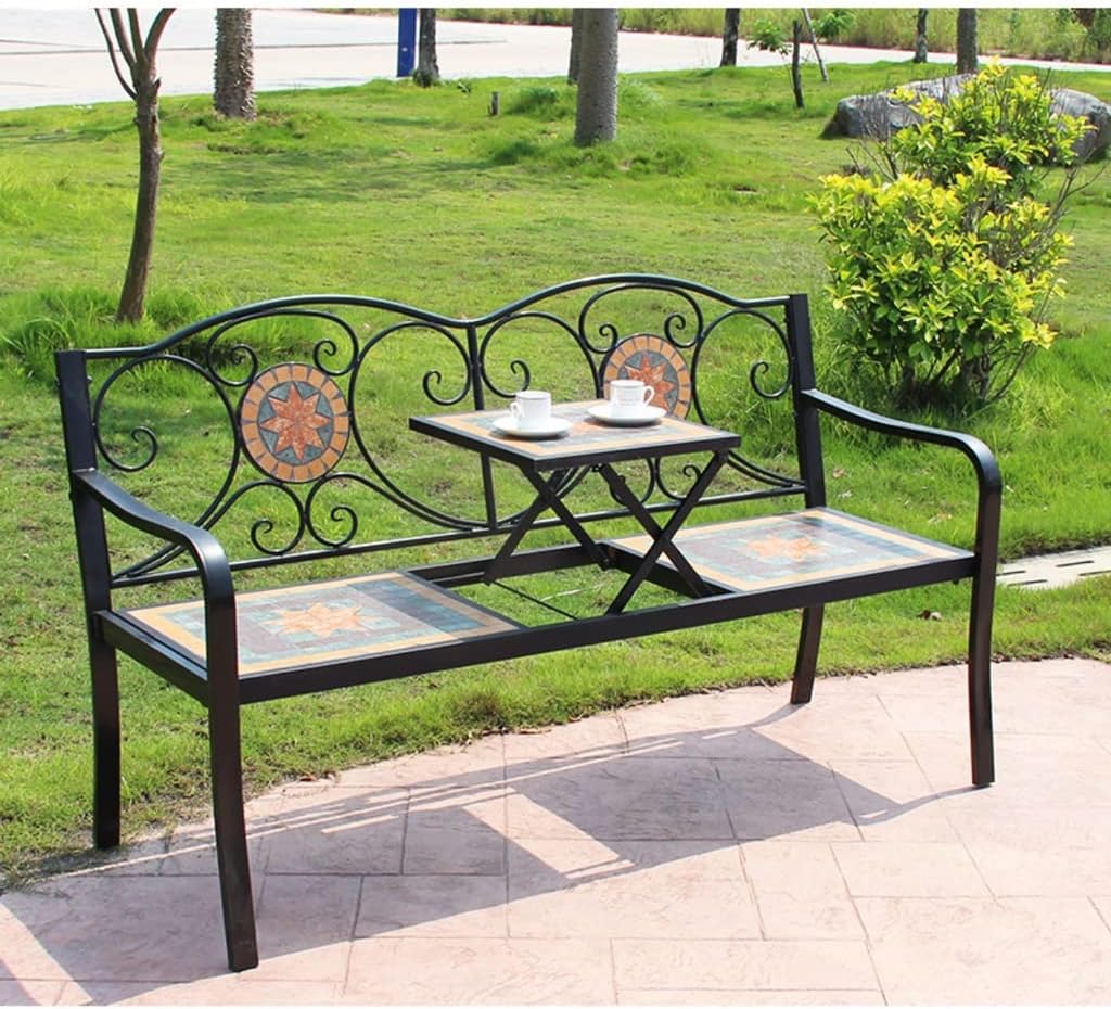 Outdoor Furniture Outdoor Bench Nordic Wrought Iron Balcony Garden Garden Bench Outdoor Table and Chairs Villa Terrace Leisure Double Bench Garden Bench
