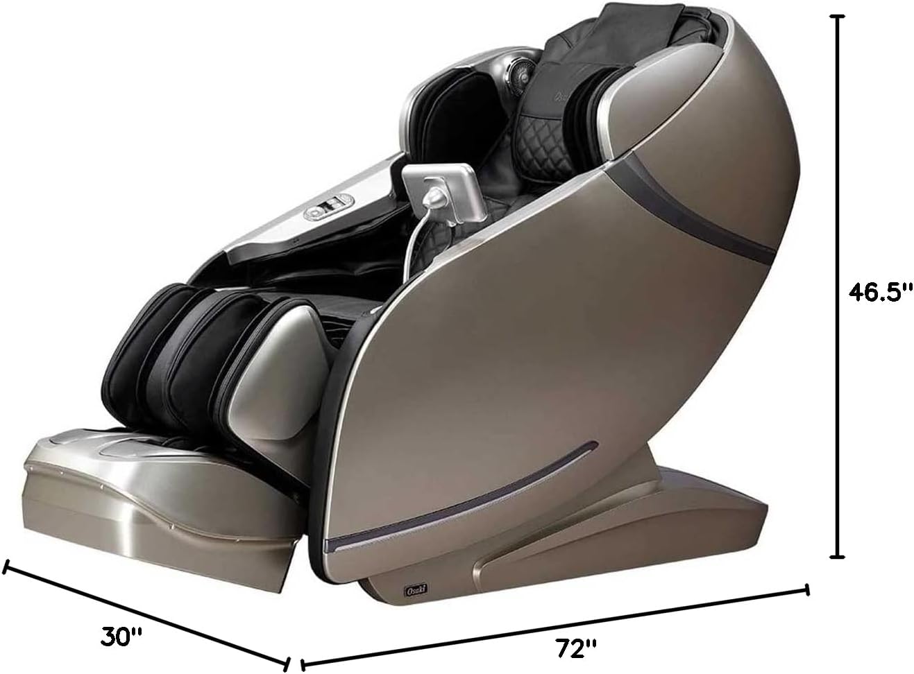 Osaki OS-Pro First Class | Black & Beige | 3D L-Track Full Body Massage Chair | Zero Gravity | Full Air Compression | Lumbar Heating | Extending Foot Rest | Calf Kneading | Bluetooth | Space Saving
