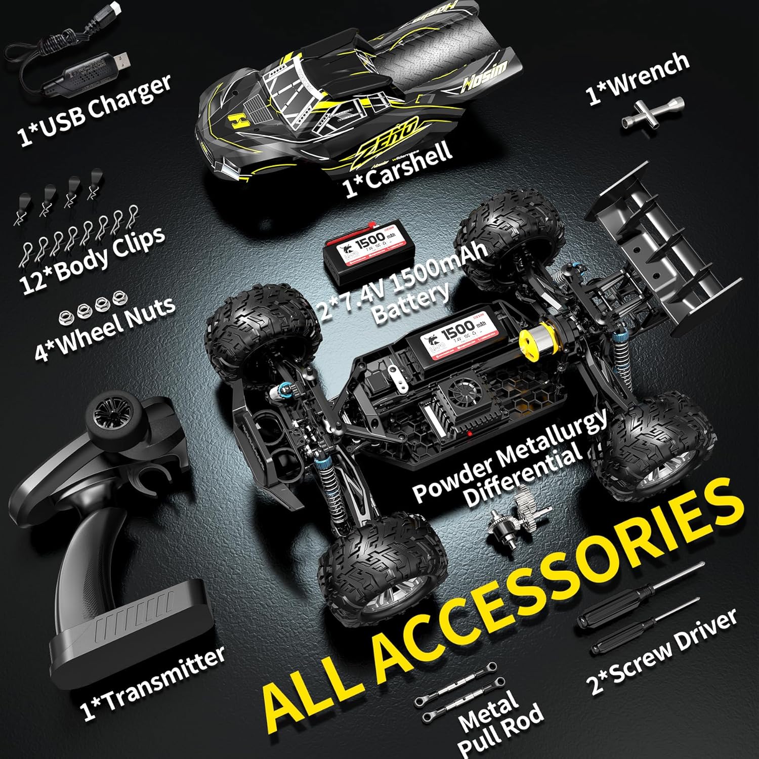 Hosim 1:10 Scale Brushless High Speed Rc Cars 62+KMH & Rc Truck for Adults Max 39+MPH Fast Remote Control Car