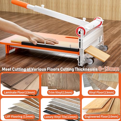 Heavy Duty Laminate/Vinyl Floor Cutter, NAACOO 13” Vinyl Plank Cutter with Wheel – Just 1 Step Meet Angle&Length Cutting, Flooring Tools - Cuts Laminate Floor, Engineer Wood, LVP/T, VCT, SPC, WPC