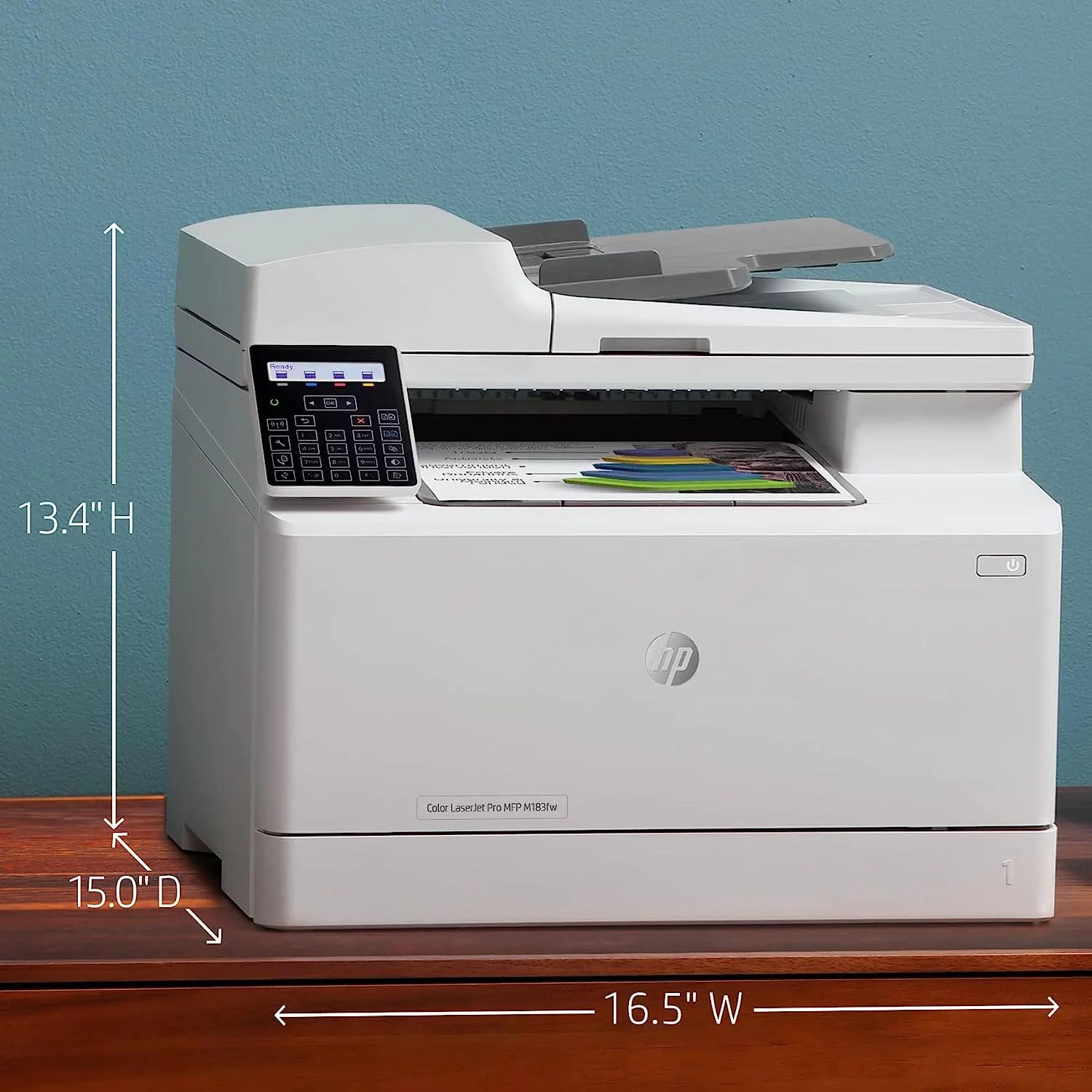 HP Color Laserjet Pro M183fw Wireless All-in-One Laser Printer for Home Office-Print Scan Copy Fax-16 ppm, 600 x 600 dpi, 8.5 x 14, Auto 2-Sided Printing,35-Sheet ADF,Ethernet,4 Feet USB Printer Cable