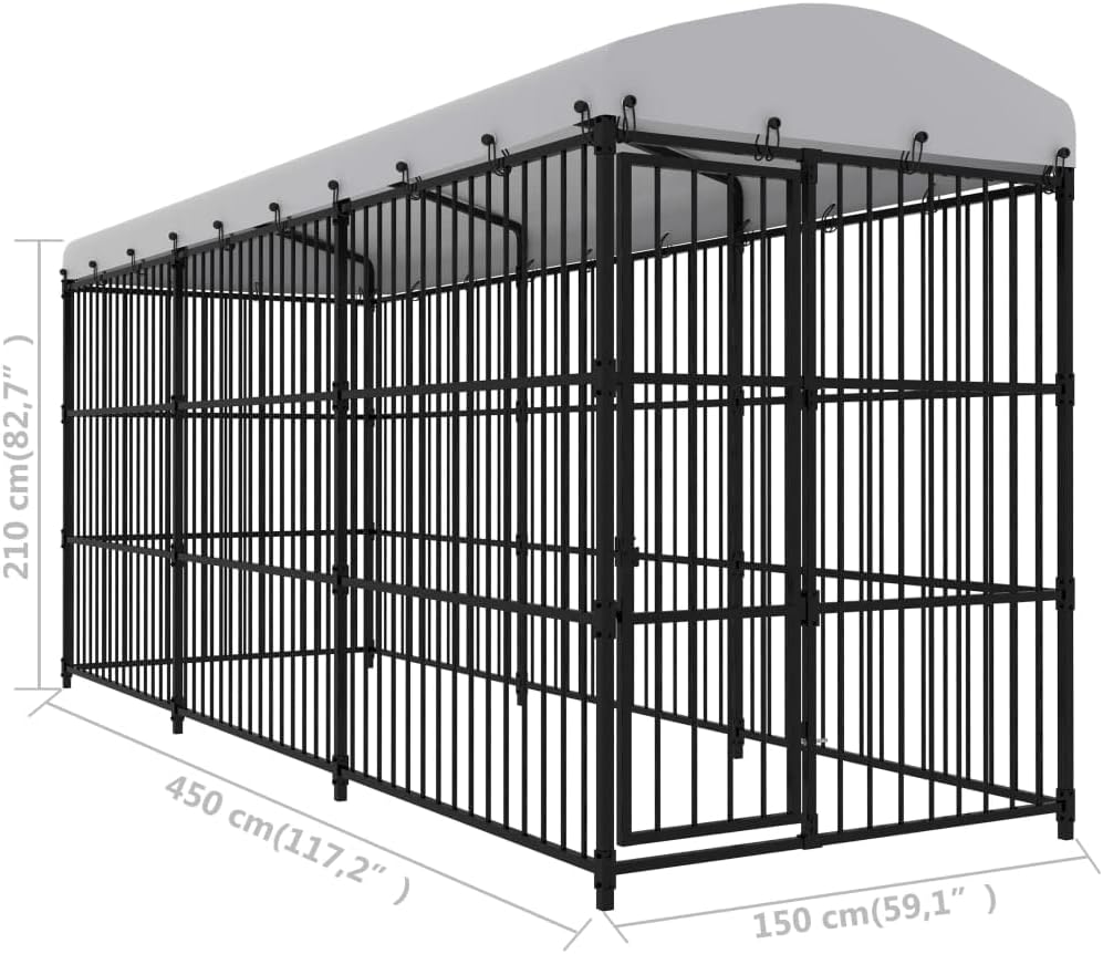 Outdoor Dog Kennel with Roof 177.2"x59.1"x82.7"
