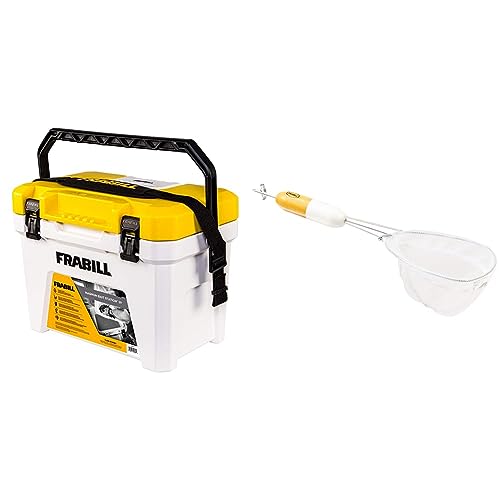 Frabill Magnum Bait Station 30 | 30 Quart Bait Cooler with Dual Aeration, White and Yellow & Marine Metal ABS-3 Bubble Donut, 3-Inch, Air Diffuser