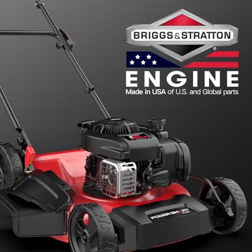 PowerSmart Gas Lawn Mower, 21-Inch 144cc 4-Stroke Engine 2-in-1 Walk-Behind Push Lawn Mower with 10-Inch Rear Wheels