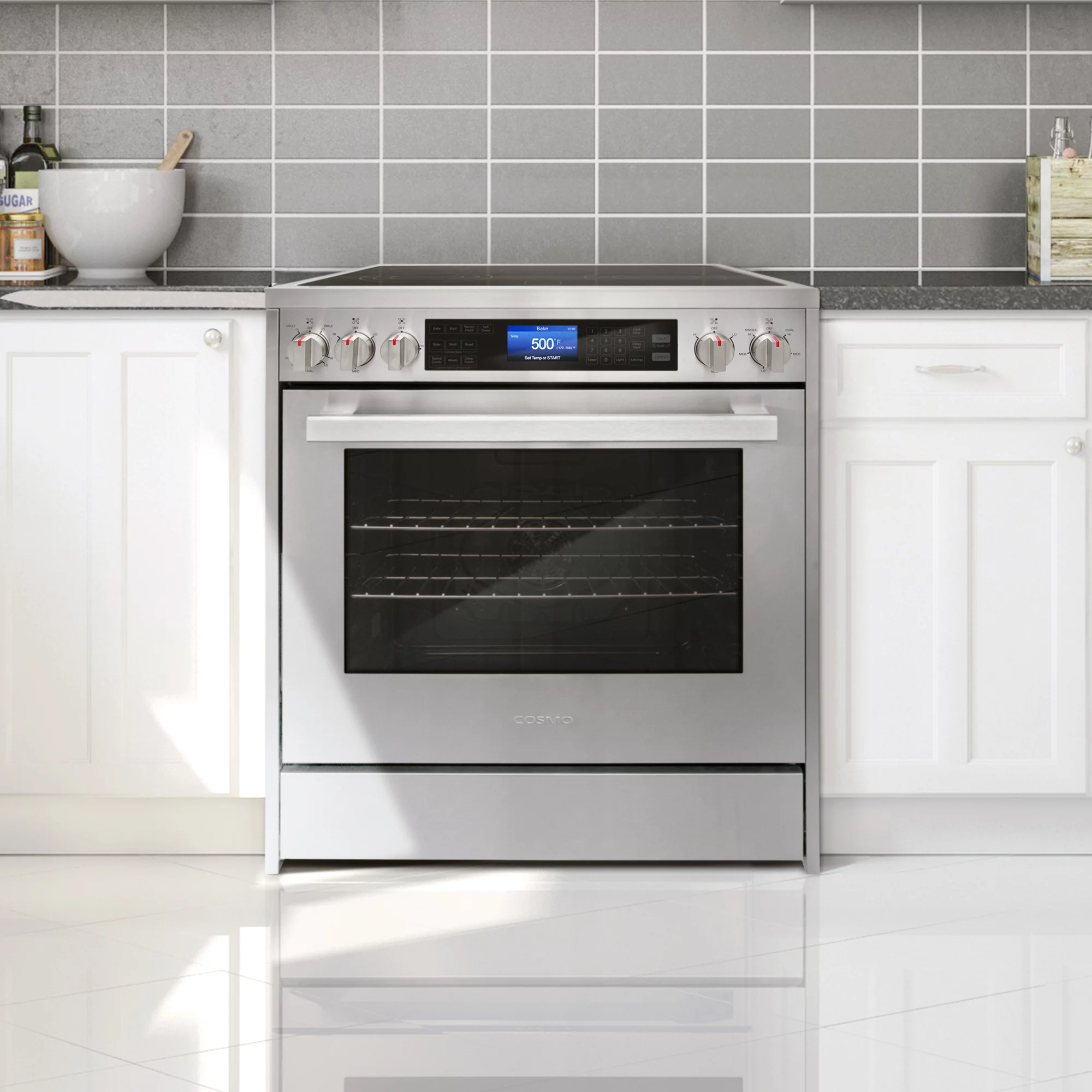 Cosmo 2 Piece Kitchen Appliance Package with 30" Over the Range Microwave & 30" Freestanding Electric Range Kitchen Stove Kitchen Appliance Bundles