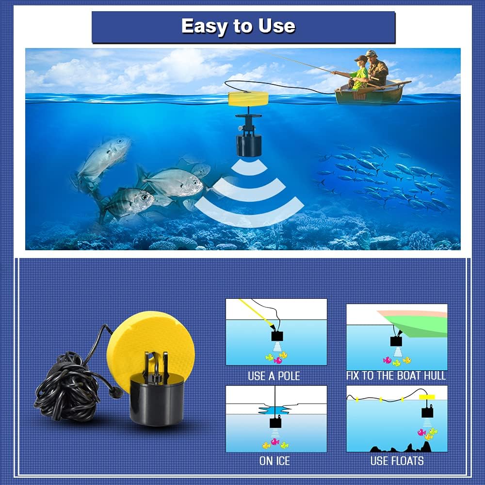 LUCKY Kayak Portable Fish Depth Finder Water Handheld Fish Finder Sonar Castable Kayak Boat Fishfinder Transducer Fishing LCD Display FFC1108 Pack of 2