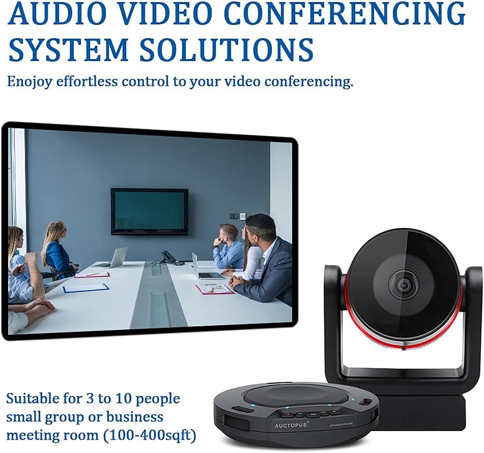 Runpu Video Conference System Bundle =2.4G Wireless Conference Speaker+HD1080P Conference Room Camera for Business Meeting Room