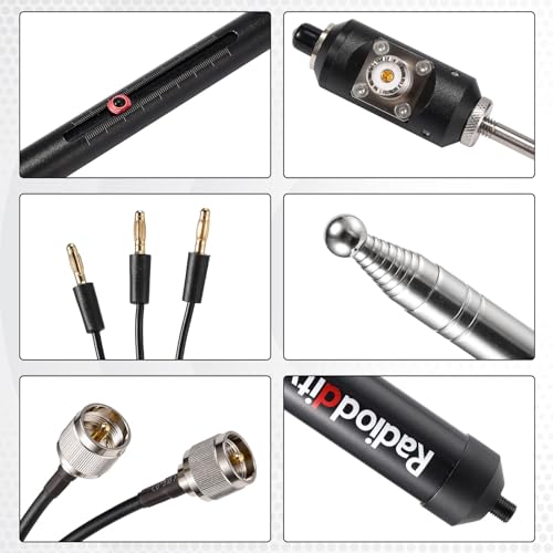 Radioddity HF-009 Portable HF Antenna, 5-50MHz Quick-Tuning Vertical Antenna, SWR 1.0-1.5, Compatible with Xiegu G90/X6100/X6200, Radioddity QT40/QT60/QT80, for HF Transceivers & Mobile Radios