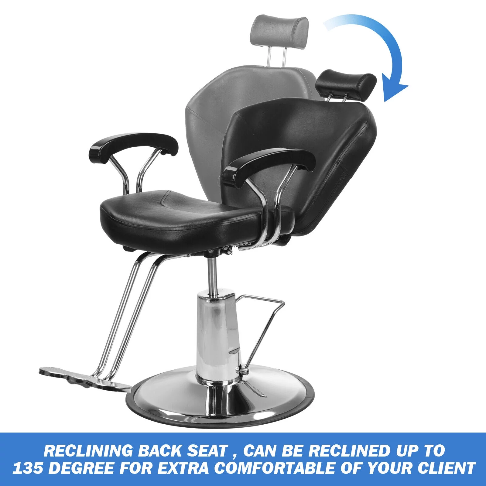 Artist hand Black All Purpose Hydraulic Barber Chair Reclining Hair Stylist Salon Equipment for Barbershop