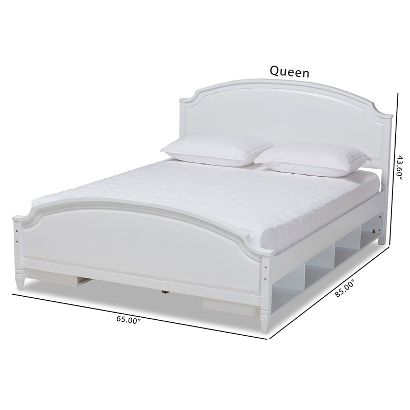 Bowery Hill Traditional White Finished Wood Queen Size Storage Platform Bed