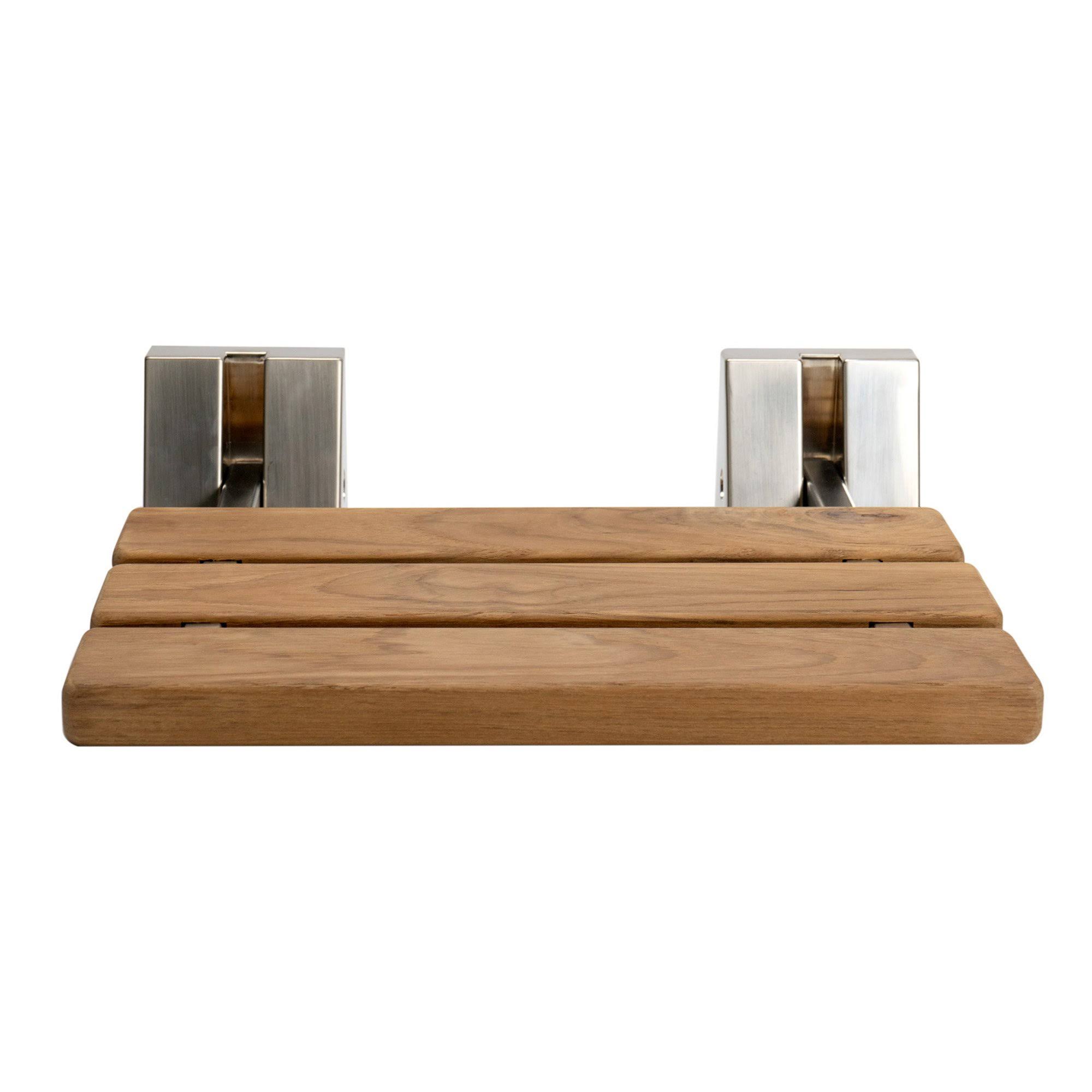 Alfi Brand ABS16S-BN Brushed Nickel 16x22 Folding Teak Wood Shower Seat Bench