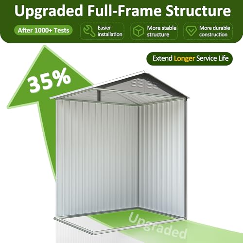 10x10 FT Outdoor Storage Shed, Metal Garden Tool Shed with Updated Frame Structure, Lockable Doors and Windows, Ideal for Backyard Garden Patio Lawn, Grey