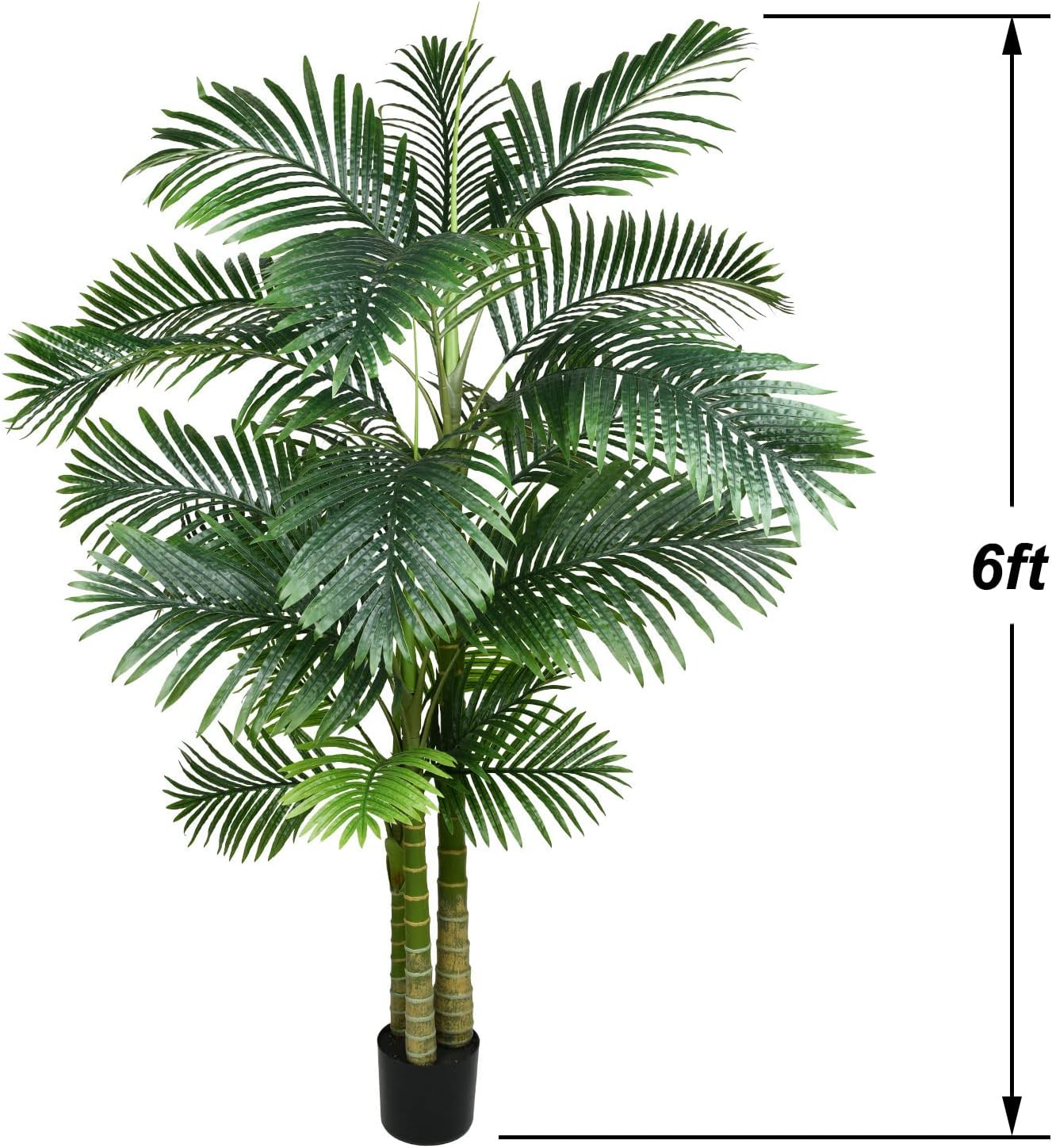 2 Pack Artificial Areca Palm Tree Plant, 6 Feet Fake Palm Tree for Indoor Outdoor Modern Decoration Faux Dypsis Lutescens Plants in Pot for Home Office Decor