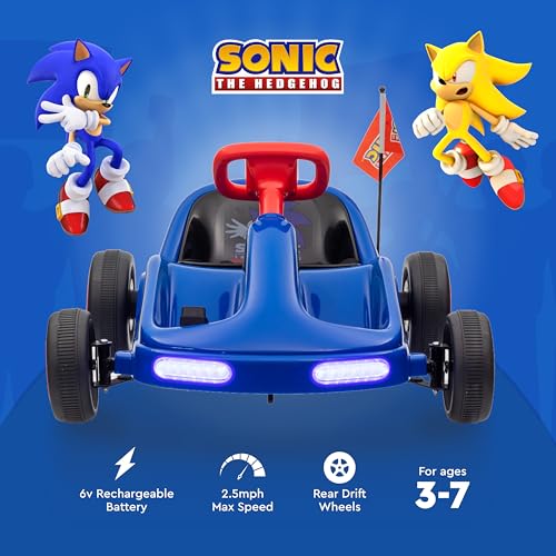 Bluey 6V Electric Go Kart for Kids, Electric Ride-On Toy with Lights, MP3 Jack, Remote Control, Seat Belt, Ages 3-6, Durable PVC and Iron Construction, Rechargeable Battery