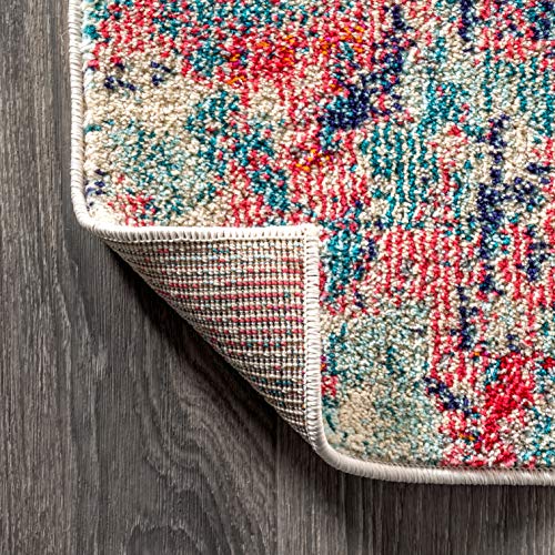 JONATHAN Y CTP108B-8 Contemporary POP Modern Abstract Blue/Red 8 ft. x 10 ft. Area-Rug, Bohemian, Easy-Cleaning, for Bedroom, Kitchen, Living Room, Non Shedding