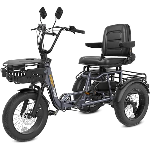Breeze Folding Electric Tricycle for Adults, 1000W 48V 15AH, 18''×4'' Fat Tire Electric Trike, 20MPH 80Miles E-trike, 3 Wheel Electric Bike, Reverse & Parking, 450lbs Load (with Upgraded Parts)