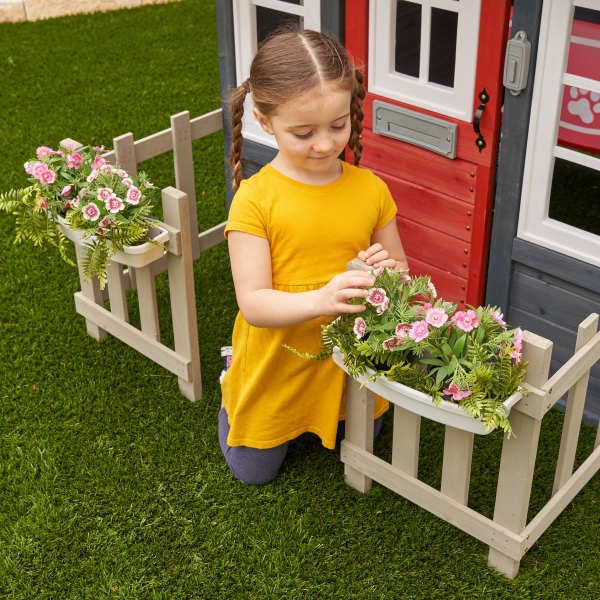 KidKraft Riverscape Wooden Playhouse with Working Doorbell, Fence, Kitchen and Pet Door