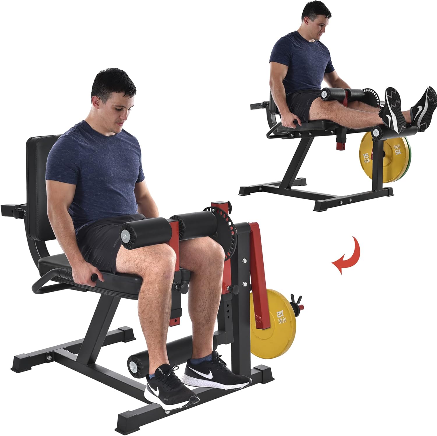 Leg Extension and Curl Machine - Leg Exercise Machine with Adjustable Seat Backrest and Rotary Leg Extenstion, Adjustable Leg Curl for Home Gym Hamstring Workout and Quadriceps Exercises