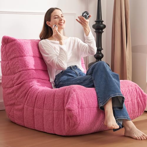 Bean Bag Chair Big Sofa Beanbag Chair for Adults Fireside Chair Bean Bag Lounger with Memory Foam Filled for Home,Apartment or Gaming Venue(Black Plush)